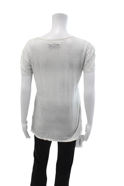 RtA Womens Basic Short Sleeve T-Shirt White Viscose Round Neck 90s Size S