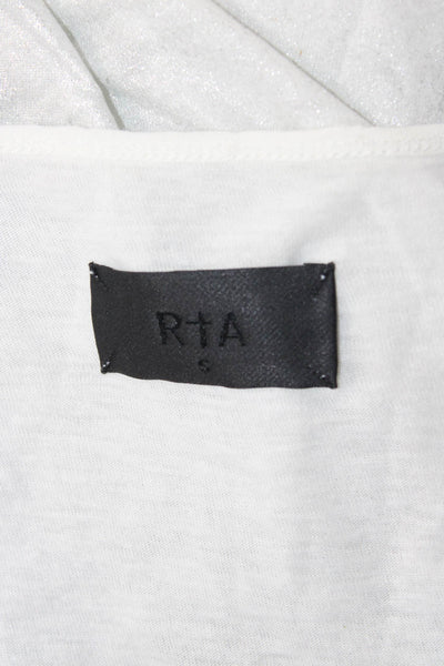 RtA Womens Basic Short Sleeve T-Shirt White Viscose Round Neck 90s Size S
