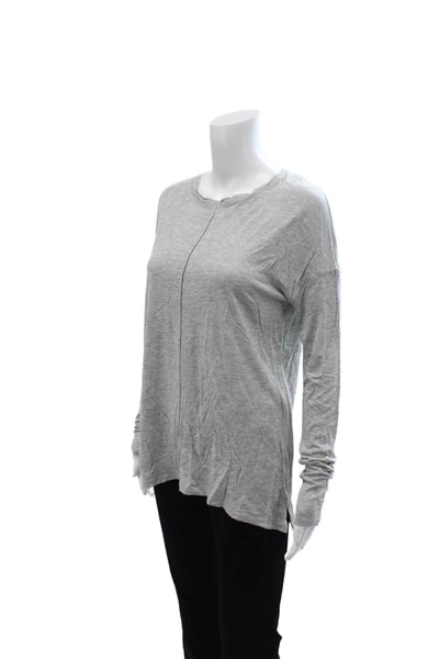 Vince Women Basic Gray Crew Neck Long Sleeve Viscose T-Shirt Size XS