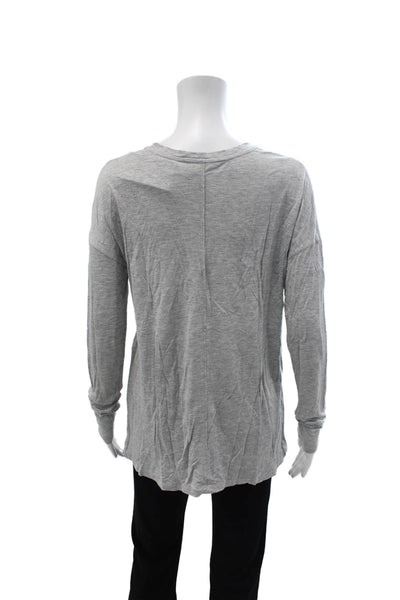 Vince Women Basic Gray Crew Neck Long Sleeve Viscose T-Shirt Size XS