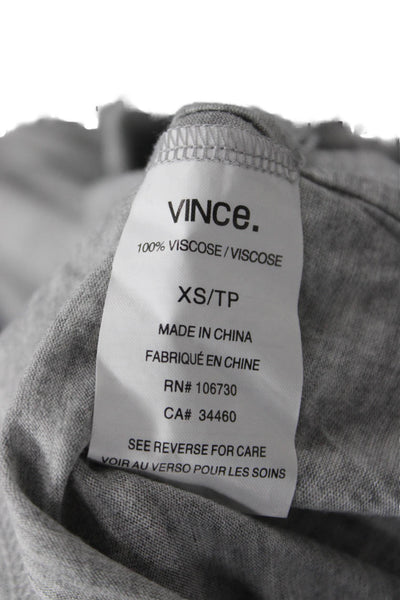 Vince Women Basic Gray Crew Neck Long Sleeve Viscose T-Shirt Size XS