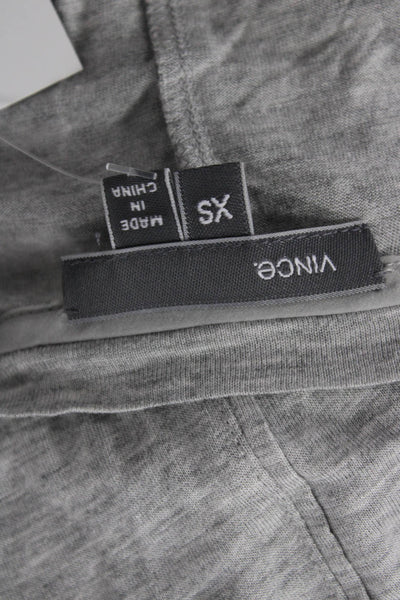 Vince Women Basic Gray Crew Neck Long Sleeve Viscose T-Shirt Size XS
