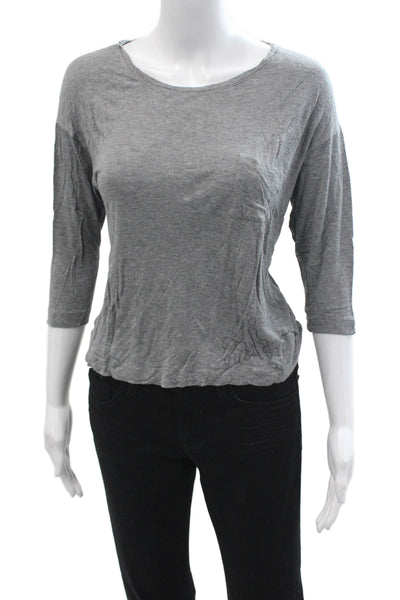Vince Women Basic Gray 3/4 Sleeve T-Shirt Round Neck Viscose Size XS