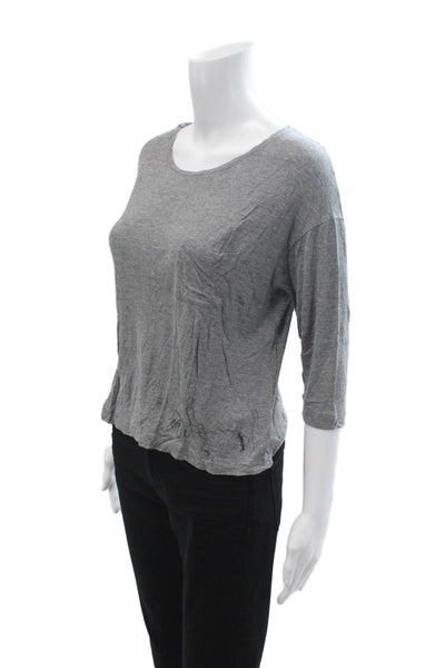 Vince Women Basic Gray 3/4 Sleeve T-Shirt Round Neck Viscose Size XS