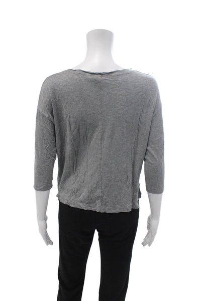 Vince Women Basic Gray 3/4 Sleeve T-Shirt Round Neck Viscose Size XS