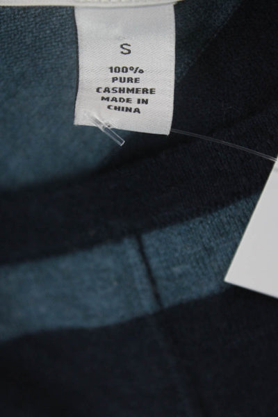 Autumn Cashmere Women Striped Cashmere 3/4 Sleeve Top Dark Blue Size S