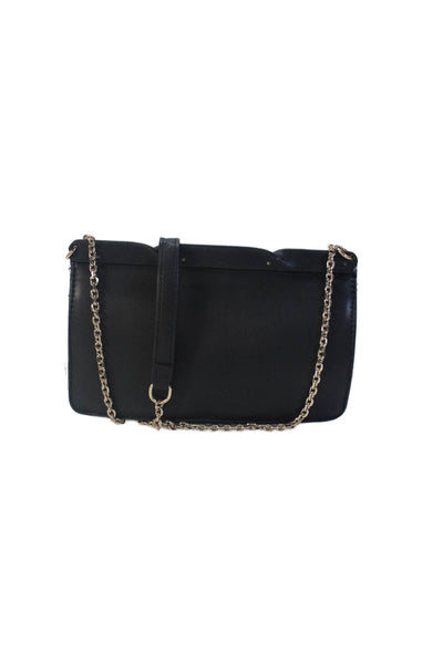 Zara Womens Veagn Leather Chain Strap Shoulder Bag Black