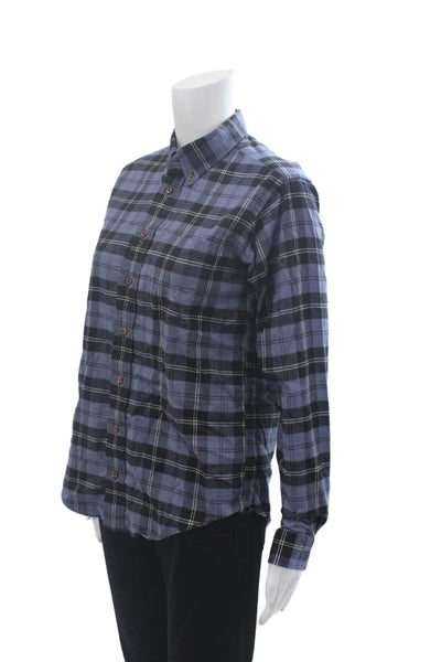 Brooks Brothers Mens Button-Down Collared Plaid Black Cotton Long Sleeve Size L