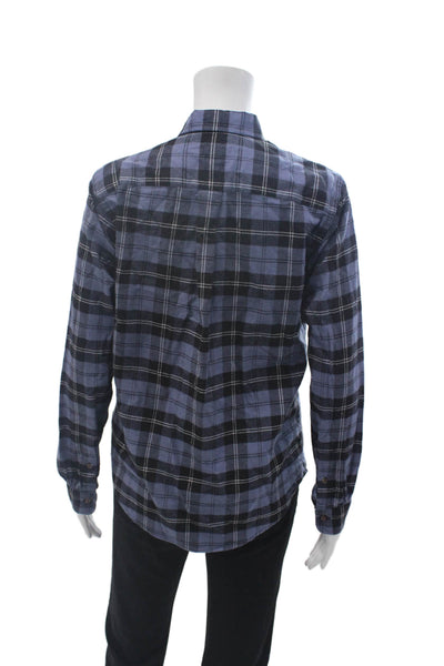 Brooks Brothers Mens Button-Down Collared Plaid Black Cotton Long Sleeve Size L