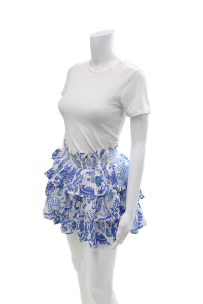Roller Rabbit Womens Peasant Pettiskirt Blue Floral Cotton Size XS