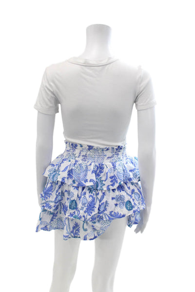 Roller Rabbit Womens Peasant Pettiskirt Blue Floral Cotton Size XS