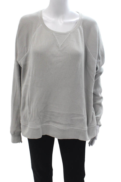 Leallo Women Pullover Sweatshirt Gray 100% Cotton Crew Neck Long Sleeve Size L