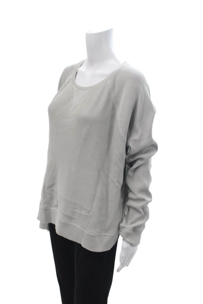 Leallo Women Pullover Sweatshirt Gray 100% Cotton Crew Neck Long Sleeve Size L