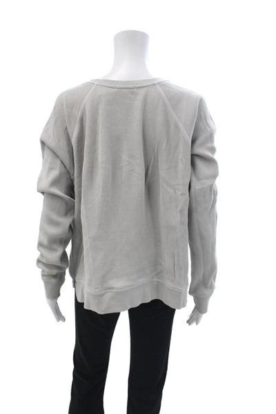 Leallo Women Pullover Sweatshirt Gray 100% Cotton Crew Neck Long Sleeve Size L