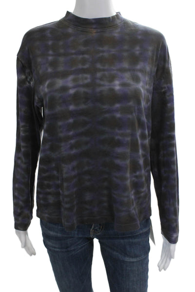 Raquel Allegra Womens Basic Mock Neck Long Sleeve Tee Dark Gray Cotton Size 0