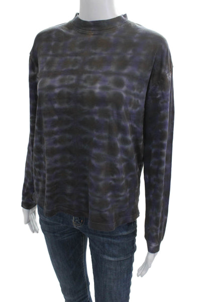Raquel Allegra Womens Basic Mock Neck Long Sleeve Tee Dark Gray Cotton Size 0
