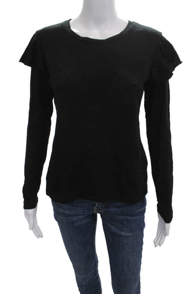 Goldie Women Basic Black Long Sleeve Crewneck T-Shirt Pima Cotton Size S