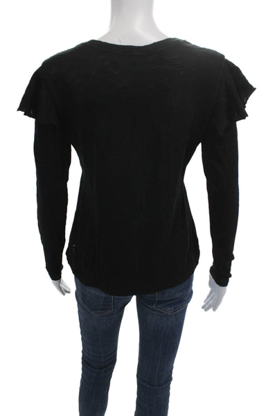 Goldie Women Basic Black Long Sleeve Crewneck T-Shirt Pima Cotton Size S