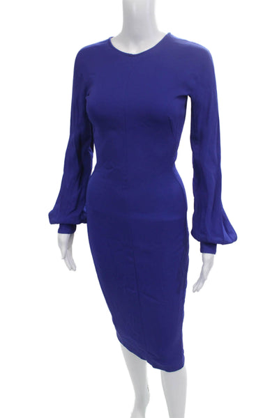 Victoria Beckham Women Bodycon Pencil Dress Blue Long Sleeve Size 2