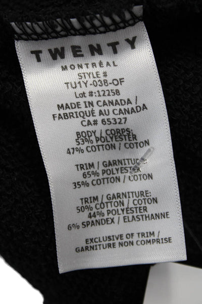 TWENTY MONTREAL Women Cropped Collared Polo Short Sleeve Black Size XS