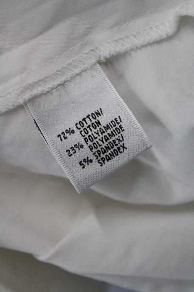 Lafayette 148 New York Women Collared Button-Up White Blouse 3/4 Sleeve Size 6