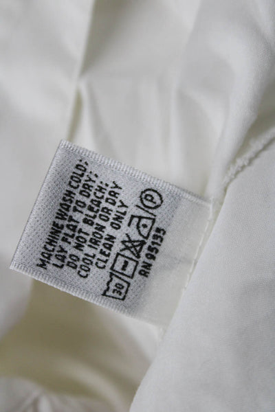 Lafayette 148 New York Women Collared Button-Up White Blouse 3/4 Sleeve Size 6