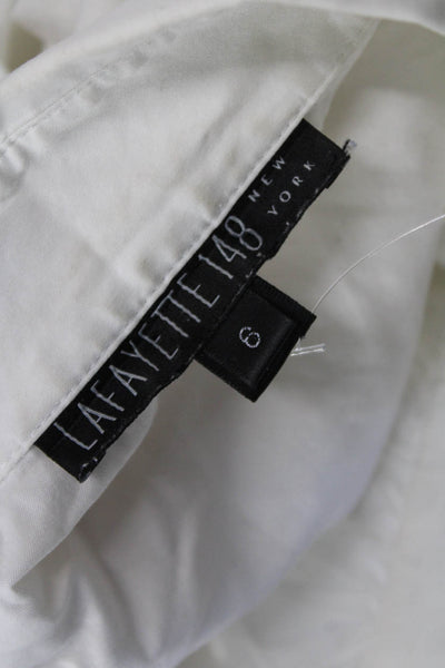 Lafayette 148 New York Women Collared Button-Up White Blouse 3/4 Sleeve Size 6