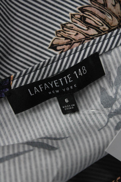 Lafayette 148 New York Womens Tunic Gray Floral 3/4 Sleeve Size 6