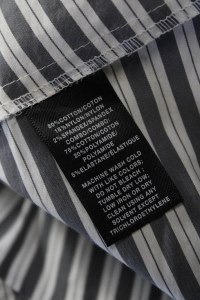 Lafayette 148 New York Women Striped Button-Up Long Sleeve White Size 8