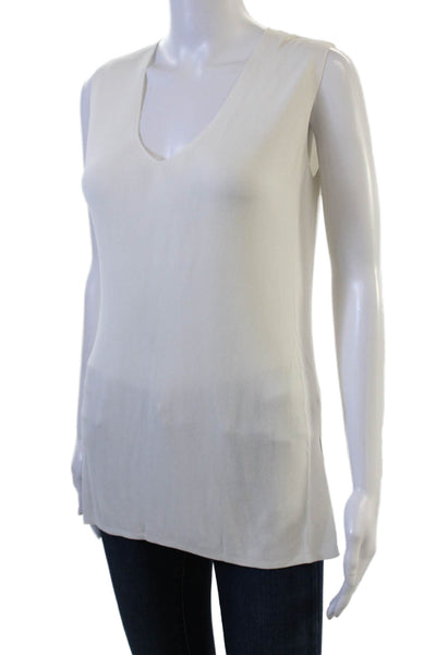 Lafayette 148 New York Womens White V-Neck Sleeveless Tunic Tank Size S