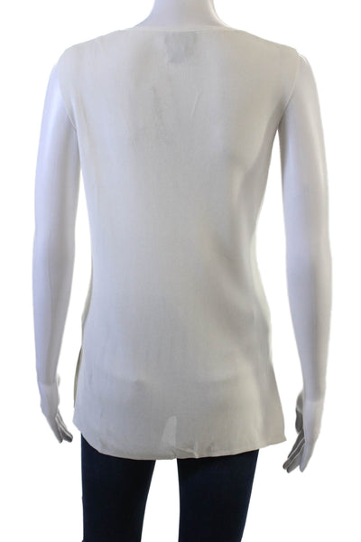 Lafayette 148 New York Womens White V-Neck Sleeveless Tunic Tank Size S