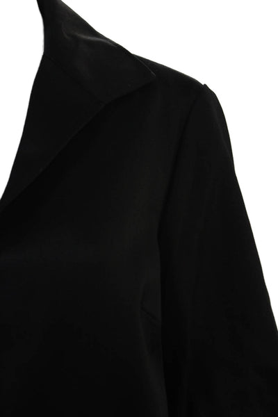 Lafayette 148 New York Women Collared Black Wool Blazer 3/4 Sleeve Zip Size 8