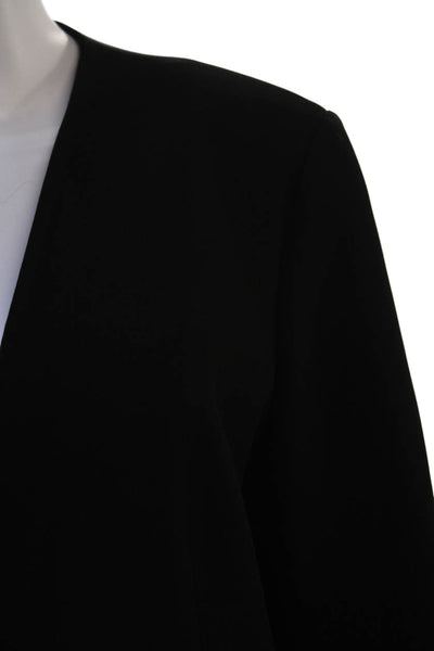 Lafayette 148 New York Womens Black Virgin Wool Blazer V-Neck Size 10