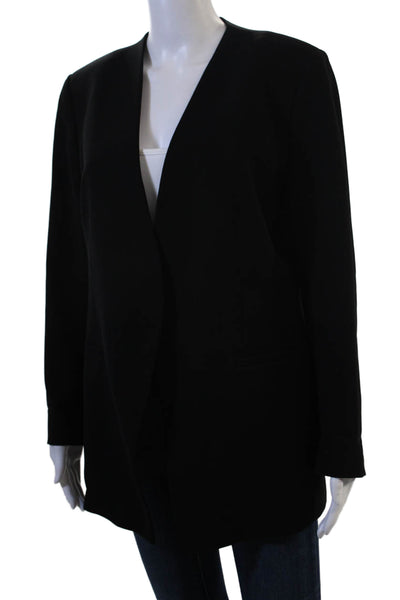 Lafayette 148 New York Womens Black Virgin Wool Blazer V-Neck Size 10