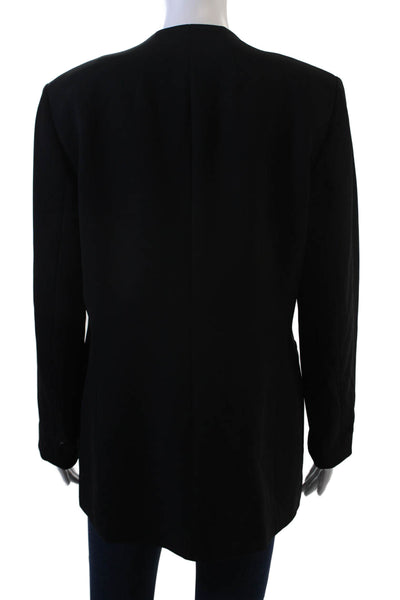 Lafayette 148 New York Womens Black Virgin Wool Blazer V-Neck Size 10