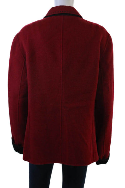 Lafayette 148 New York Womens Red Wool Overcoat Button Collared Size 12