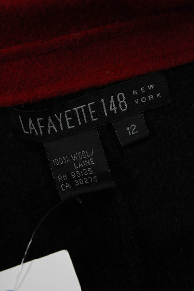 Lafayette 148 New York Womens Red Wool Overcoat Button Collared Size 12