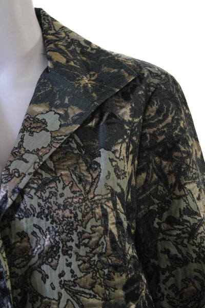 Lafayette 148 New York Womens Black Floral Collared Blazer 3/4 Sleeve Size 8