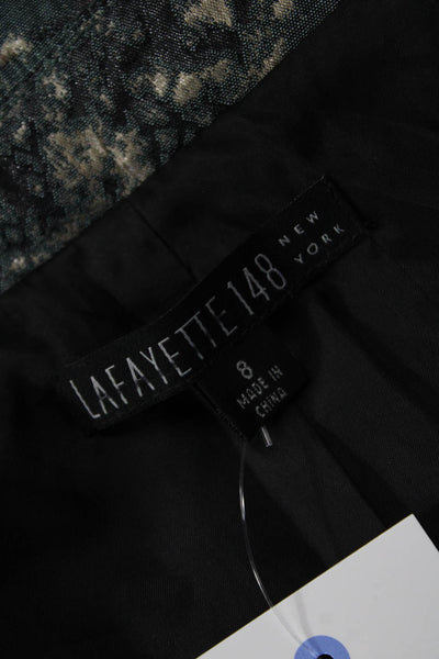 Lafayette 148 New York Womens Black Floral Collared Blazer 3/4 Sleeve Size 8