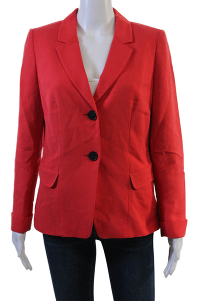 Lafayette 148 New York Women Red Collared Button Blazer Long Sleeve Size 8