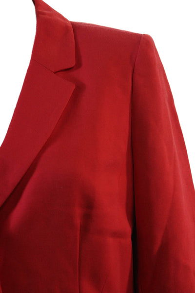 Lafayette 148 New York Women Red Collared Button Blazer Long Sleeve Size 8