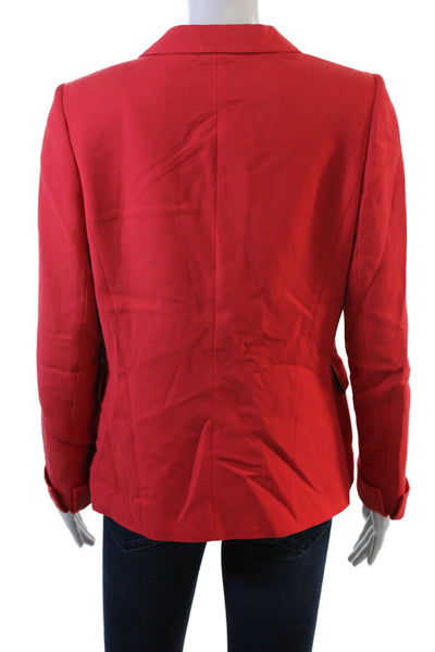 Lafayette 148 New York Women Red Collared Button Blazer Long Sleeve Size 8