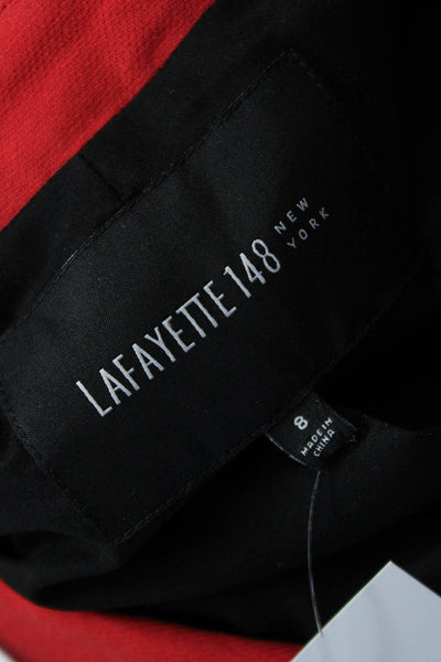 Lafayette 148 New York Women Red Collared Button Blazer Long Sleeve Size 8