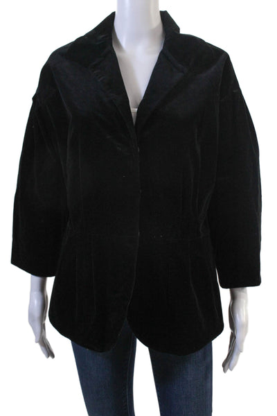 Lafayette 148 New York Women Black Cotton Spandex Blazer 3/4 Sleeve Size 8