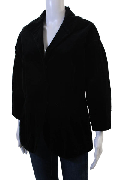 Lafayette 148 New York Women Black Cotton Spandex Blazer 3/4 Sleeve Size 8