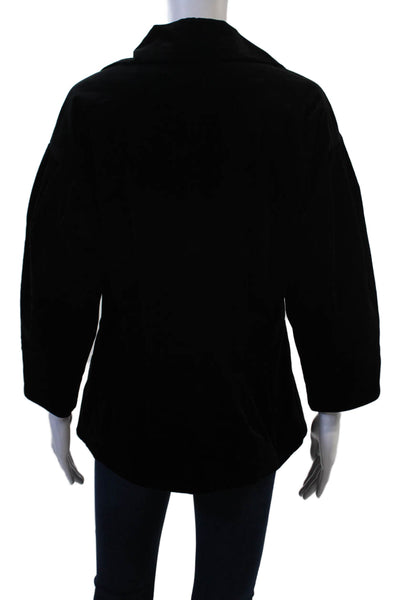 Lafayette 148 New York Women Black Cotton Spandex Blazer 3/4 Sleeve Size 8