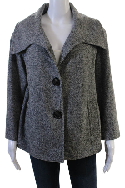 Lafayette 148 New York Women Gray Wool Pea Coat Size 8 Petite