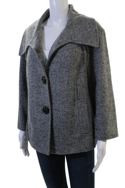 Lafayette 148 New York Women Gray Wool Pea Coat Size 8 Petite