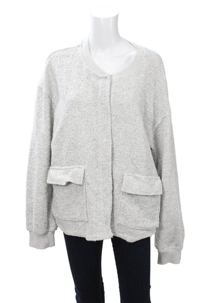 Three Dots Unisex Gray Cardigan Long Sleeve Round Neck Classic Size XL