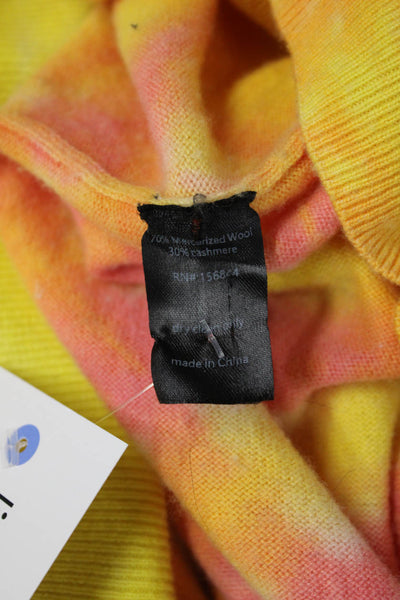 Le Superbe Unisex Pullover Sweater Orange VNeck Mercerized Wool Cashmere Size L